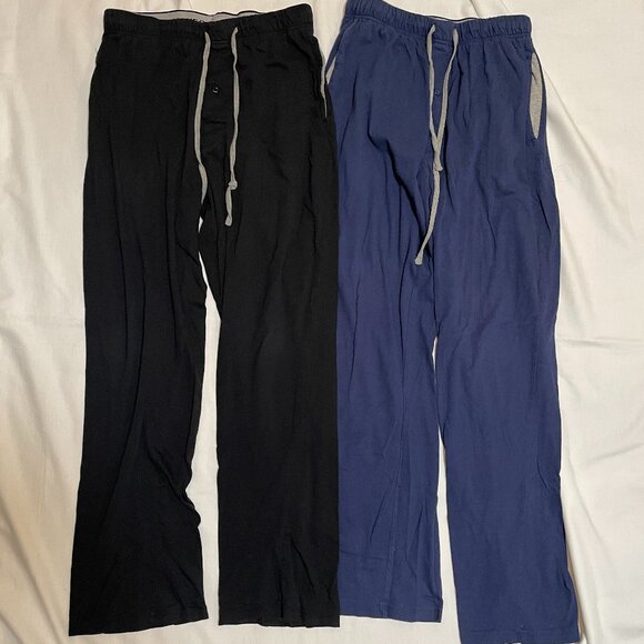 Hanes Pajama Pants Mens Small Lot of 2 Blue and Black Preowned - Picture 1 of 1